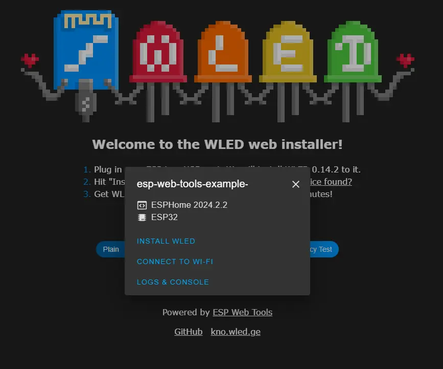 Click Install WLED